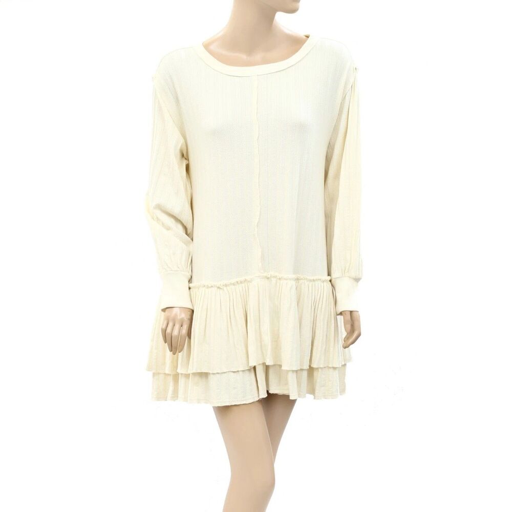 Free People Endless Summer Ruffle Tiered Mini Dress Oversized Solid S 285905